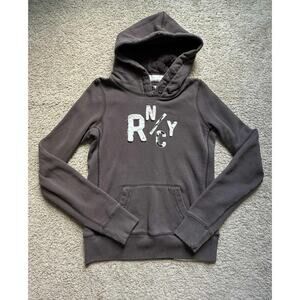 Vintage RUEHL No. 925 W 8th St Long Sleeve Graphic Y2K Hoodie Brown Womens Med